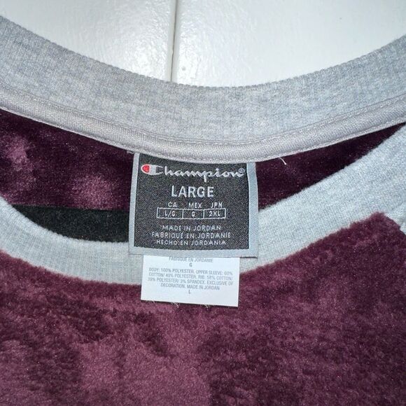 Champion Women's Super Fleece Faux Fur Piecing Crew‎ Sweatshirt Women's Size L - Picture 5 of 8